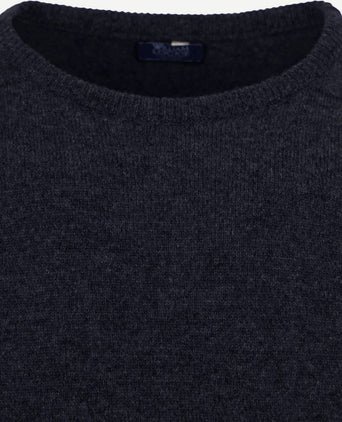 Pullover lamswol o-hals midnight mix donkerblauw