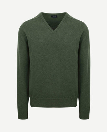 Pullover lamswol v-hals rosemary groen