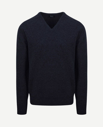 Pullover lamswol v midnight mix donkerblauw