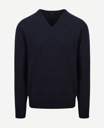 Pullover lamswol v midnight mix donkerblauw