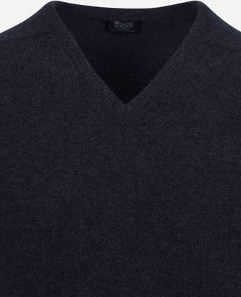 Pullover lamswol v midnight mix donkerblauw