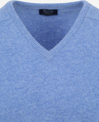William Lockie pullover lamswol v surf mid blue | Regular-fit