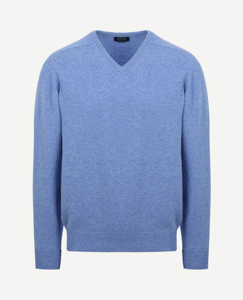 Pullover lamswol v surf mid blue