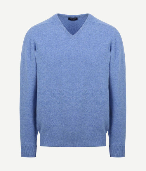 William Lockie pullover lamswol v surf mid blue | Regular-fit