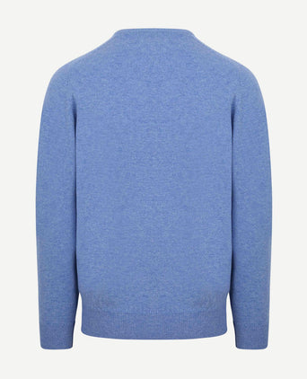 William Lockie pullover lamswol v surf mid blue | Regular-fit
