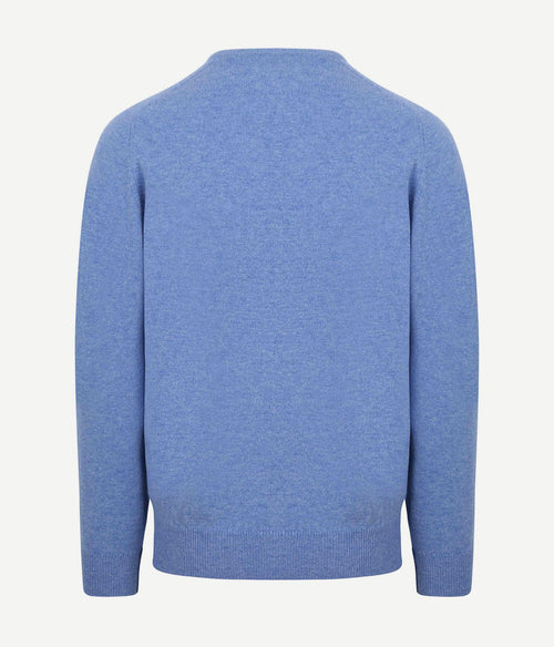 William Lockie pullover lamswol v surf mid blue | Regular-fit