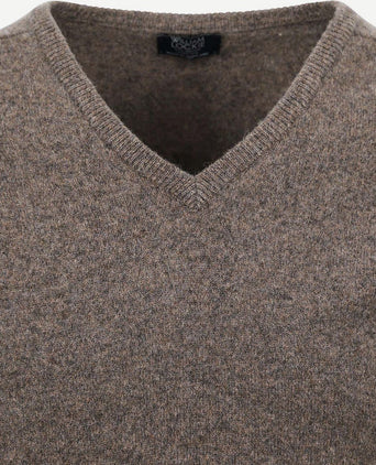 William Lockie pullover lamswol vole bruin grijs | Regular-fit
