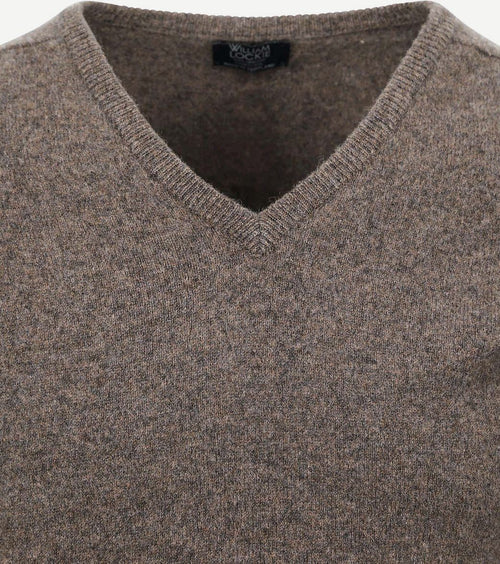 William Lockie pullover lamswol vole bruin grijs | Regular-fit
