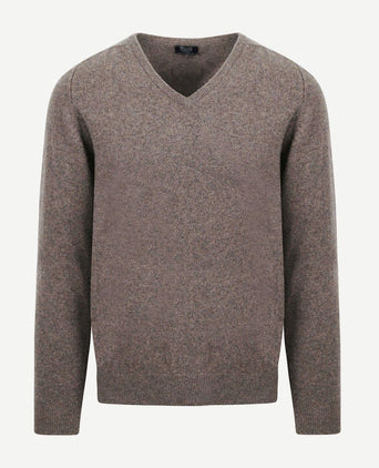 William Lockie pullover lamswol vole bruin grijs | Regular-fit