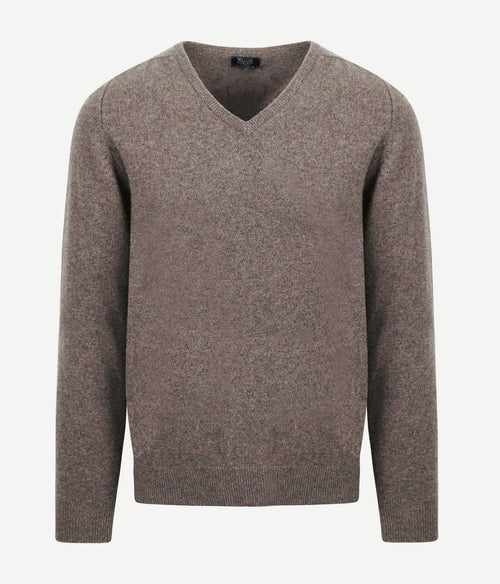 William Lockie pullover lamswol vole bruin grijs | Regular-fit