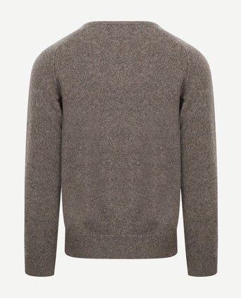 William Lockie pullover lamswol vole bruin grijs | Regular-fit