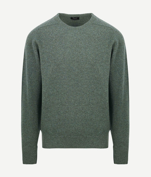 Pullover o-neck lambswool landscape groen