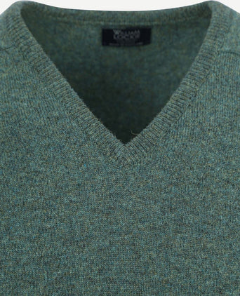William Lockie pullover wol moorland groen | Regular-fit