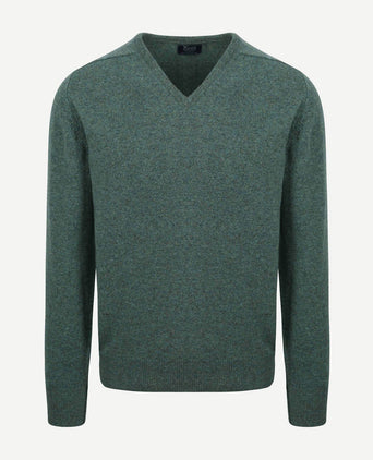 William Lockie pullover wol moorland groen | Regular-fit