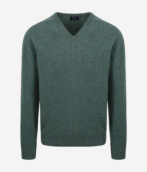 William Lockie pullover wol moorland groen | Regular-fit