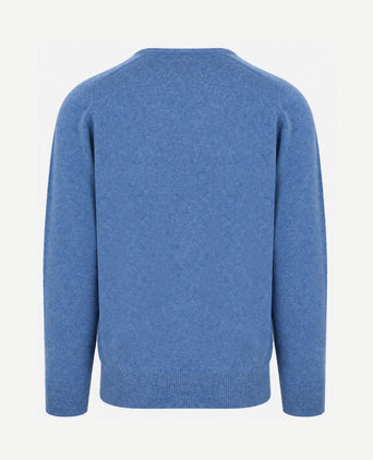 V-hals lamswol jeans blauw