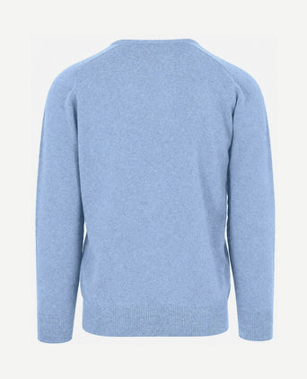 V-hals lamswol glacier blauw