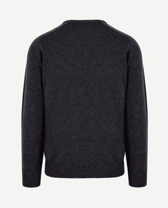 V-hals lamswol charcoal grijs