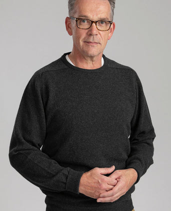 William Lockie trui lamswol charcoal antraciet | Regular-fit