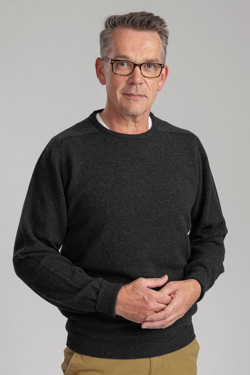 William Lockie trui lamswol charcoal antraciet | Regular-fit