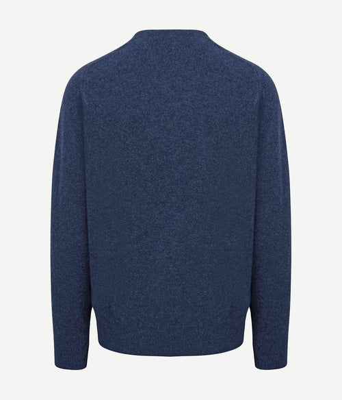 William Lockie trui lamswol v-hals indigo blauw | Regular-fit