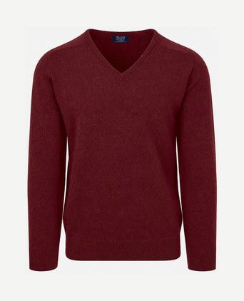 V-hals lamswol bordeaux