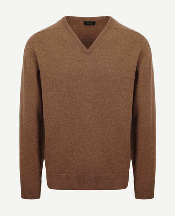 William Lockie v-hals lamswol driftwood | Regular-fit