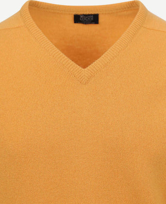 V-hals lamswol geel