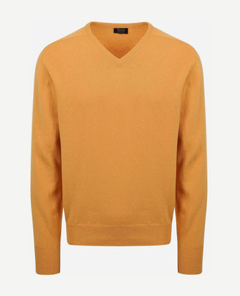 William Lockie v-hals lamswol geel | Regular-fit