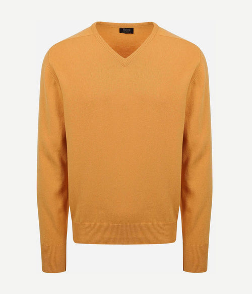 William Lockie v-hals lamswol geel | Regular-fit