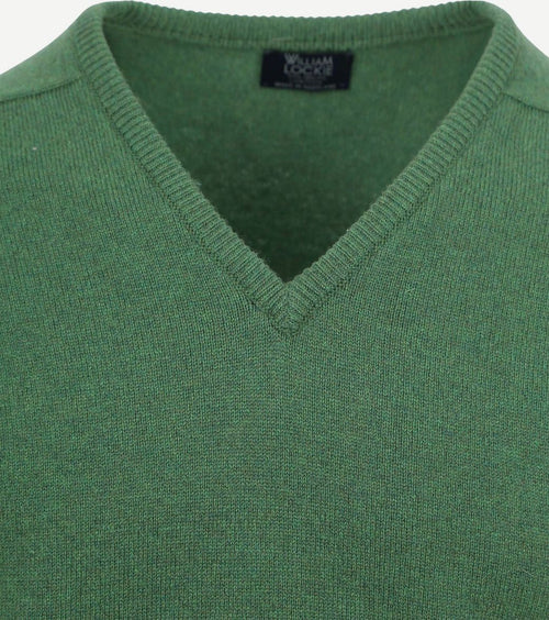 William Lockie v-hals lamswol groen | Regular-fit