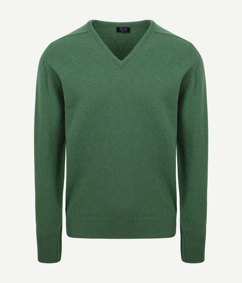 William Lockie v-hals lamswol groen | Regular-fit