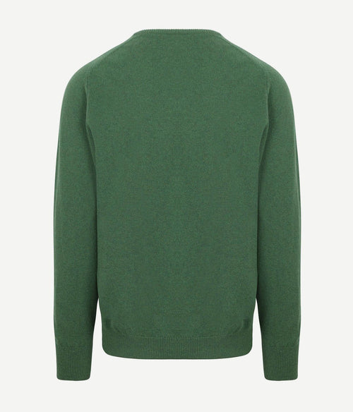 William Lockie v-hals lamswol groen | Regular-fit
