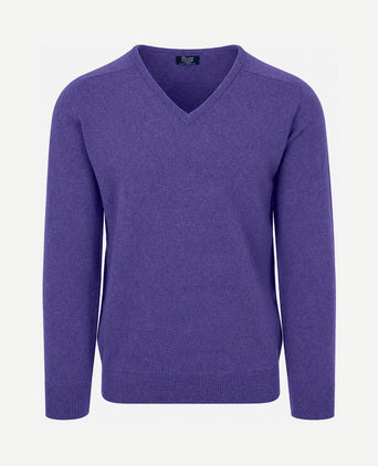 V-hals lamswol heliotrope