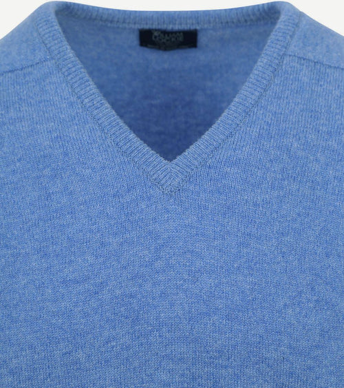 William Lockie v-hals lamswol jeans melange | Regular-fit