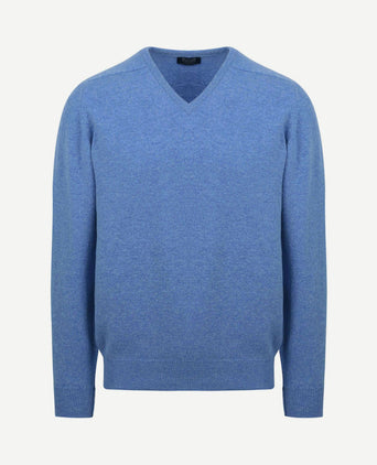 V-hals lamswol jeans melange