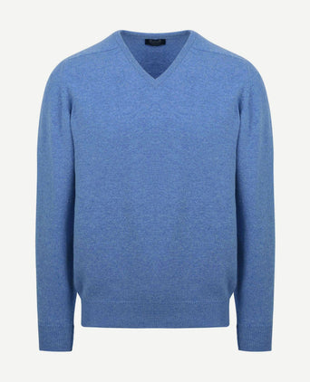 V-hals lamswol jeans melange