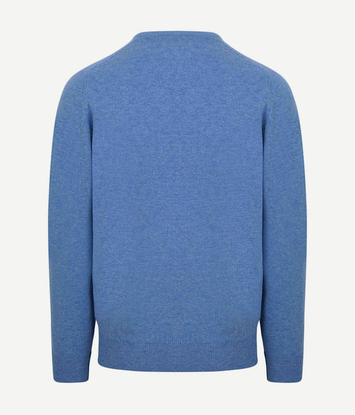 William Lockie v-hals lamswol jeans melange | Regular-fit