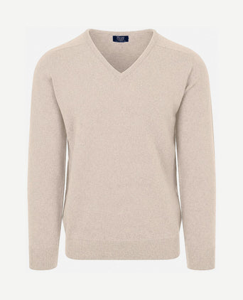 V-hals lamswol linen
