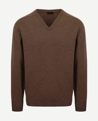 William Lockie v-hals lamswol mocha | Regular-fit