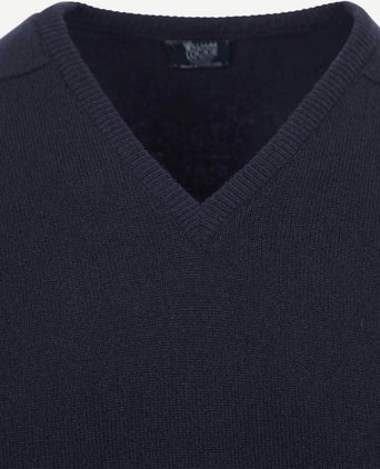 William Lockie v-hals lamswol donkerblauw | Regular-fit