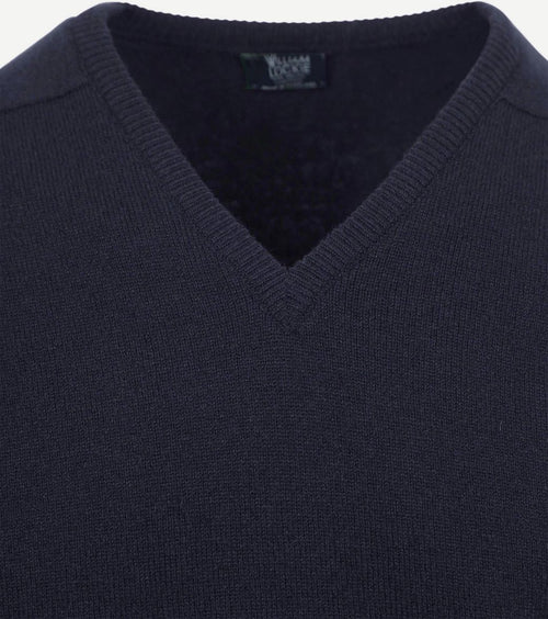 William Lockie v-hals lamswol donkerblauw | Regular-fit