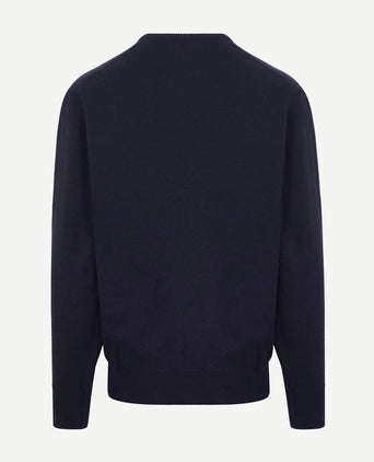 William Lockie v-hals lamswol donkerblauw | Regular-fit