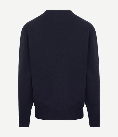 William Lockie v-hals lamswol donkerblauw | Regular-fit