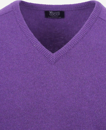 William Lockie v-hals lamswol paars | Regular-fit