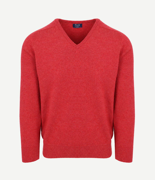 V-hals lamswol poppy melange