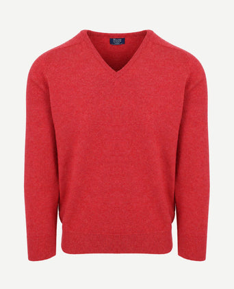 V-hals lamswol poppy melange