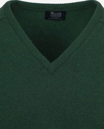 William Lockie v-hals lamswol tartan donkergroen | Regular-fit