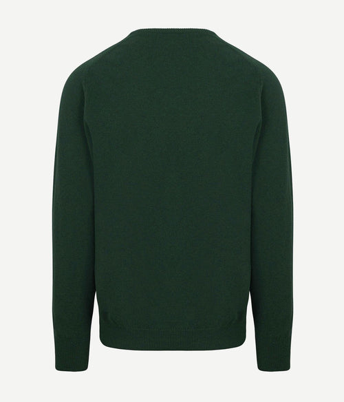 William Lockie v-hals lamswol tartan donkergroen | Regular-fit