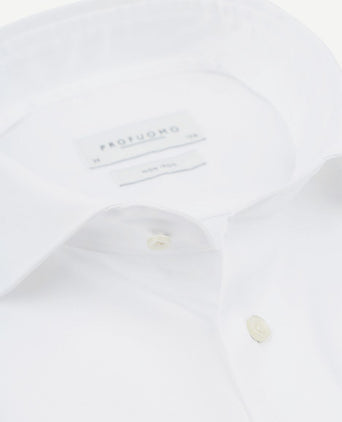 Twill overhemd extra lange mouwen wit